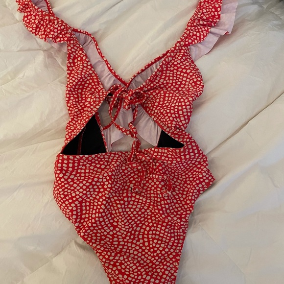 Nasty Gal Red Dotted One Piece Swimsuit -- XS | 0 - Picture 5 of 13